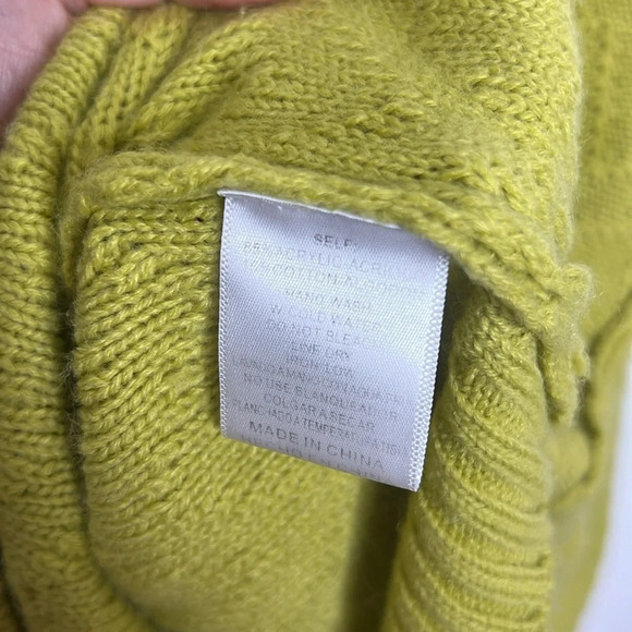 LISTICLE Chartreuse Green Popover 3/4 Button Cozy Knit Boho Sweater - Picture 8 of 11